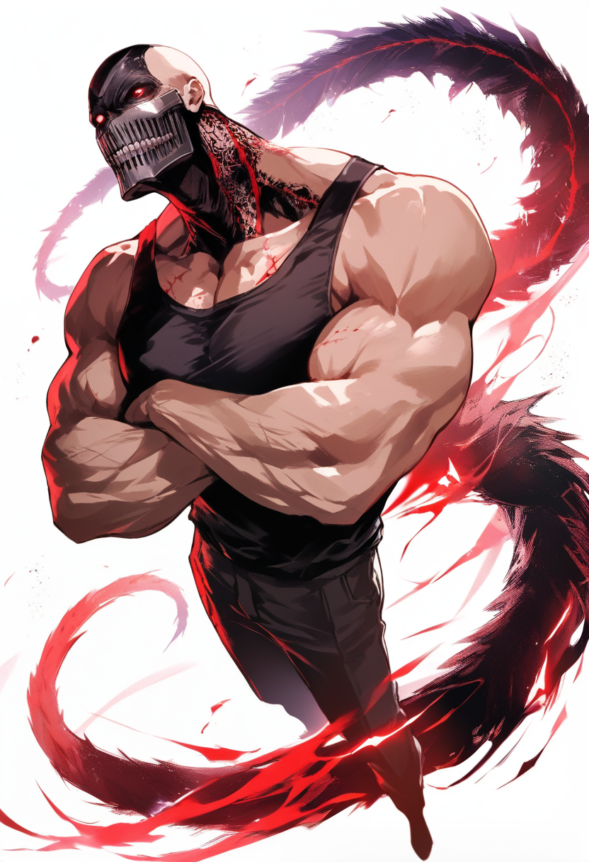 Half-ghoul OC with single kakugan eye and partially deployed kagune